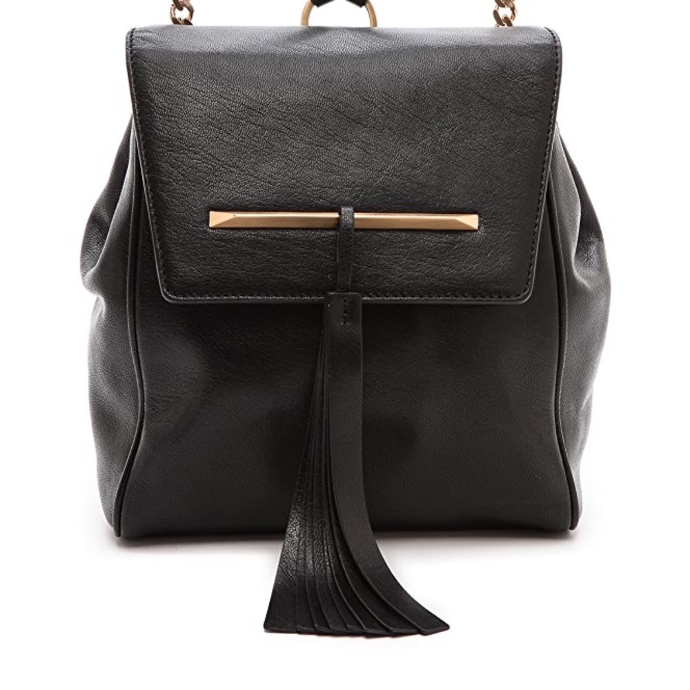 B Brian Atwood Black Leather Backpack Purse